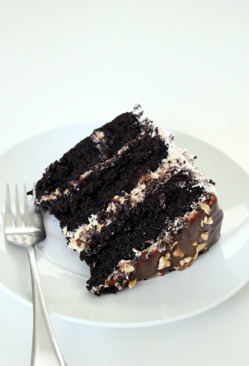 snickers cake sliced